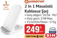 POLOSMART 2 İN 1 MASAÜSTÜ KABLOSUZ ŞARJ